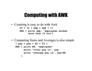 Basic and advance idea of Sed and Awk script with examples | PDF