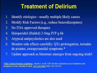 Sedação e analgesia e delirio