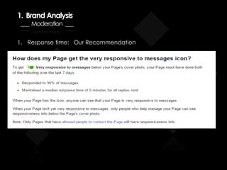 1. Brand Analysis
___ Moderation ___
1. Response time: Our Recommendation
 