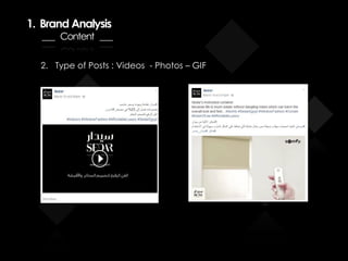 1. Brand Analysis
___ Content ___
2. Type of Posts : Videos - Photos – GIF
 