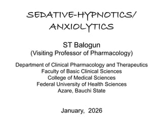 Pharmacology of Sedative and Hypnotics Drugs | PDF