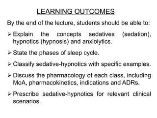Pharmacology of Sedative and Hypnotics Drugs | PDF