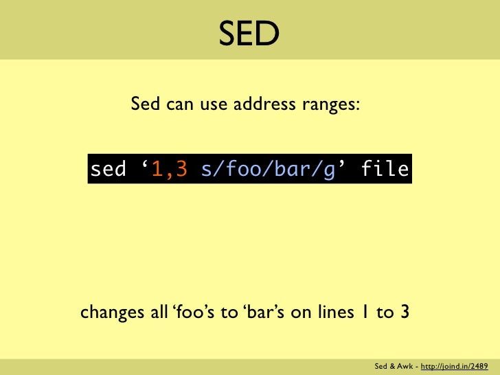 SED Sed can use address
