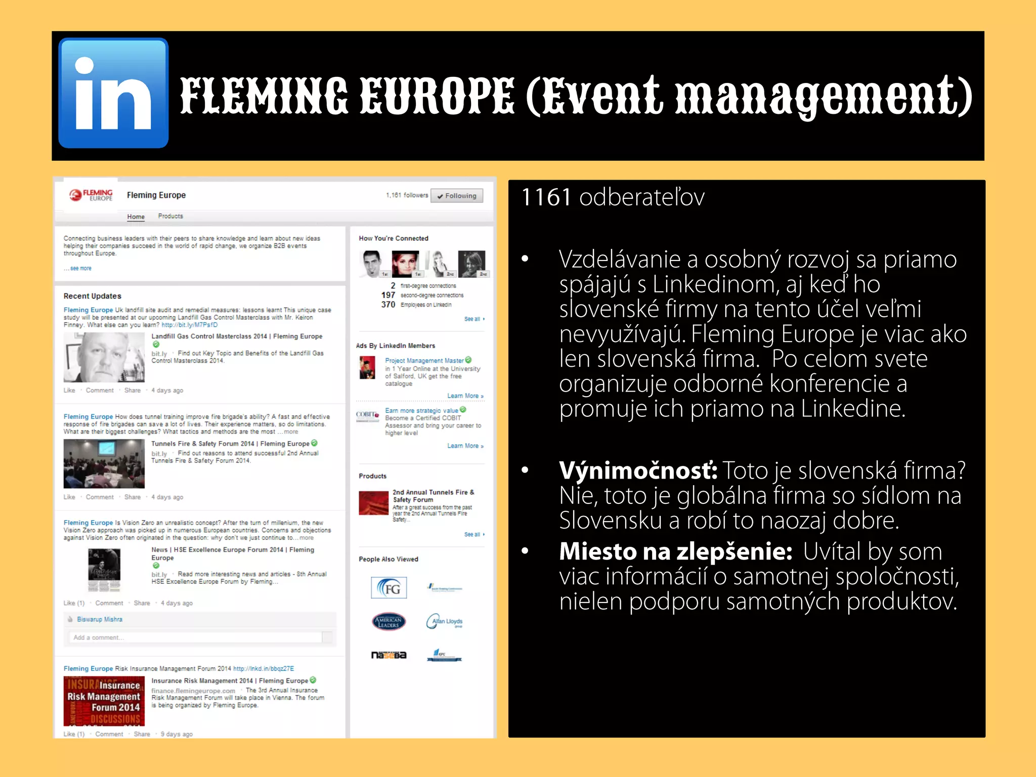 FLEMING EUROPE (Event management)
•

•
•

 