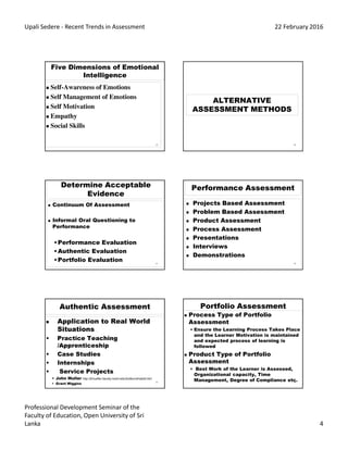 Sedere Recent Trends in Assessment in Higher Education | PDF