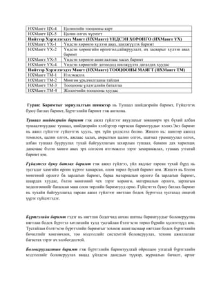 НХМаягт ЦХ-4 Цалингийн тооцооны карт
НХМаягт ЦХ-5 Цалин олгох хүснэгт
Нийтээр Хэрэглэгэдэх Маягт (НХМаягт) ҮНДСЭН ХӨРӨНГӨ (НХМаягт ҮХ)
НХМаягт ҮХ-1 Үндсэн хөрөнгө хүлээн авах, шилжүүлэх баримт
НХМаягт ҮХ-2 Үндсэн хөрөнгийн өргөтгөл,сайжруулалт, их засварыг хүлээн авах
баримт
НХМаягт ҮХ-3 Үндсэн хөрөнгө ашиглалтаас хасах баримт
НХМаягт ҮХ-4 Үндсэн хөрөнгийг дотоодод шилжүүлэх дагалдах хуудас
Нийтээр Хэрэглэгэдэх Маягт (НХМаягт) ТООЦООНЫ МАЯГТ (НХМаягт ТМ)
НХМаягт ТМ-1 Нэхэмжлэх
НХМаягт ТМ-2 Мөнгөн урьдчилгааны тайлан
НХМаягт ТМ-3 Тооцооны үлдэгдлийн баталгаа
НХМаягт ТМ-4 Жолоочийн тооцооны хуудас
Гурав: Баримтыг зориулалтын шинжээр нь Тушаал шийдвэрийн баримт, Гүйцэтгэх
буюу батлах баримт, Бүртгэлийн баримт гэж ангилна.
Тушаал шийдвэрийн баримт гэж ажил гүйлгээг явуулахыг зөвшөөрч эрх бүхий албан
тушаалтнуудаас тушаал, шийдвэрийн хэлбэрээр гаргасан баримтуудыг хэлнэ.Энэ баримт
нь ажил гүйлгээг гүйцэтгэх хууль, эрх зүйн үндэслэл болно. Жишээ нь: шинээр ажилд
томилох, цалин олгох, ажлаас халах, амралтын цалин олгох, шагнал урамшуулал олгох,
албан тушаал бууруулах тухай байгууллагын захирлын тушаал, банкин дах харилцах
данснаас бэлэн мөнгө авах эрх олгосон итгэмжлэл зэрэг захирамжлах, тушаах утгатай
баримт юм.
Гүйцэтгэх буюу батлах баримт гэж ажил гүйлгээ, үйл явдлыг гарсан тухай бүрд нь
тусгадаг хамгийн өргөн хүрээг хамарсан, олон төрөл бүхий баримт юм. Жишээ нь Бэлэн
мөнгөний орлого ба зарлагын баримт, бараа материалын орлого ба зарлагын баримт,
шаардах хуудас, бэлэн мөнгөний чех зэрэг хөрөнгө, материалын орлого, зарлагын
хөдөлгөөнийг баталсан маш олон төрлийн баримтууд орно. Гүйцэтгэх буюу батлах баримт
нь тухайн байгууллагад гарсан ажил гүйлгээг нягтлан бодох бүртгэлд тусгахад онцгой
үүрэг гүйцэтгэдэг.
Бүртгэлийн баримт гэдэг нь нягтлан бодогчид анхан шатны баримтуудыг боловсруулан
нягтлан бодох бүртгэл хөтлөхийн тулд тусгайлан бэлтгэсэн төрөл бүрийн хүснэгтүүд юм.
Тусгайлан бэлтгэсэн бүртгэлийн баримтыг зохиож ашигласнаар нягтлан бодох бүртгэлийн
бичилтийг хөнгөвчлөх, тоо мэдээллийг системтэй боловсруулах, техник ажиллагааг
багасгах зэрэг ач холбогдолтой.
Боловсруулалтын баримт гэж бүртгэлийн баримтуудтай ойролцоо утгатай бүртгэлийн
мэдээллийг боловсруулах явцад үйлдсэн дансдын түүвэр, журналын бичилт, өртөг
 