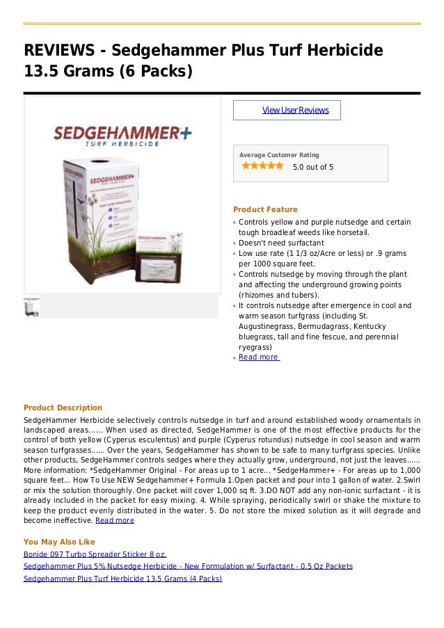 Sedgehammer plus turf herbicide 13.5 grams (6 packs)