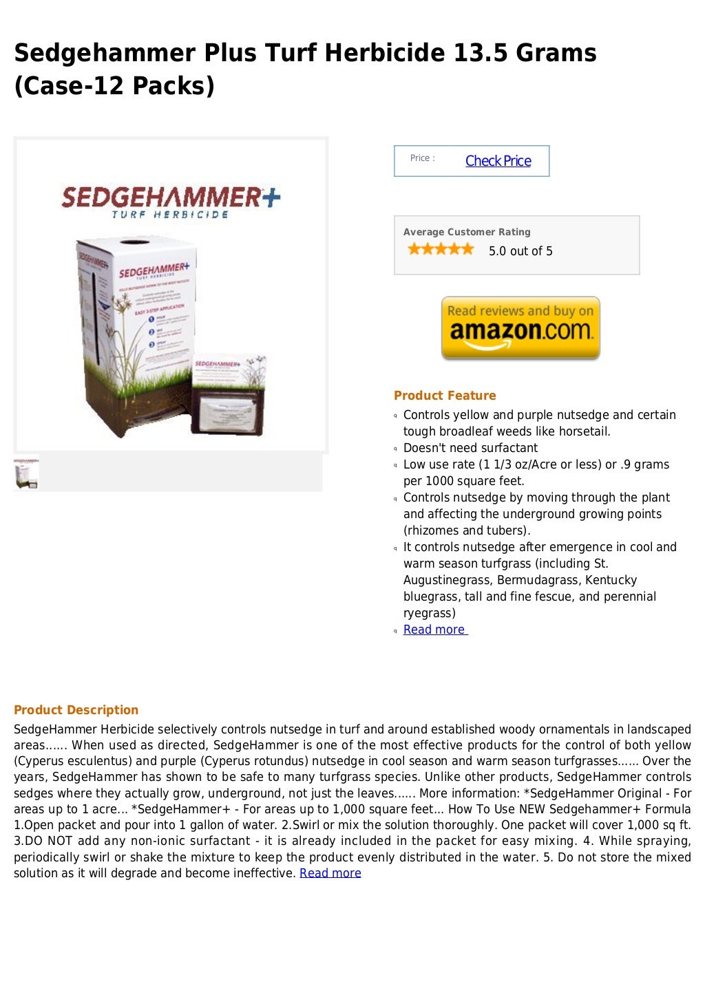 Sedgehammer plus turf herbicide 13.5 grams (case 12 packs)