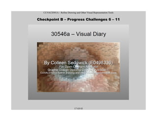 CUVACD501A – Refine Drawing and Other Visual Representation Tools
Checkpoint B – Progress Challenges 6 – 11
17 Of 43
 