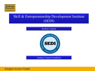 Skill & Entrepreneurship Development Institute
                            (SEDI)

                                  Kodinar, Gujarat




                              Ambuja Cement Foundation




Energise • Involve • Enable
 