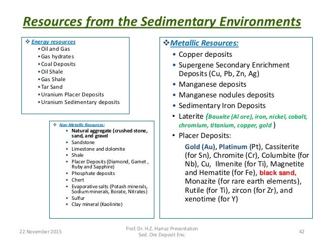 sedimentary ore deposit environments placer deposits form when