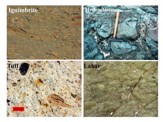 Ignimbrite
Tuff
Hydroclastite
Lahar
 