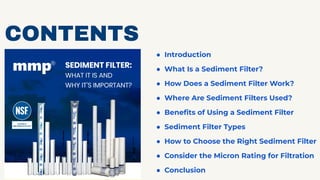 Sediment Filter: What It Is and Why It’s Important | PDF