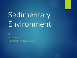 Sedimentary
Environment
BY
ABDUL BASIT
UNIVERSITY OF THE PUNJAB
 