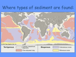 Where types of sediment are found: 