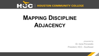 MAPPING DISCIPLINE
ADJACENCY
presented by
Dr. Irene Porcarello
President, HCC - Southeast
 