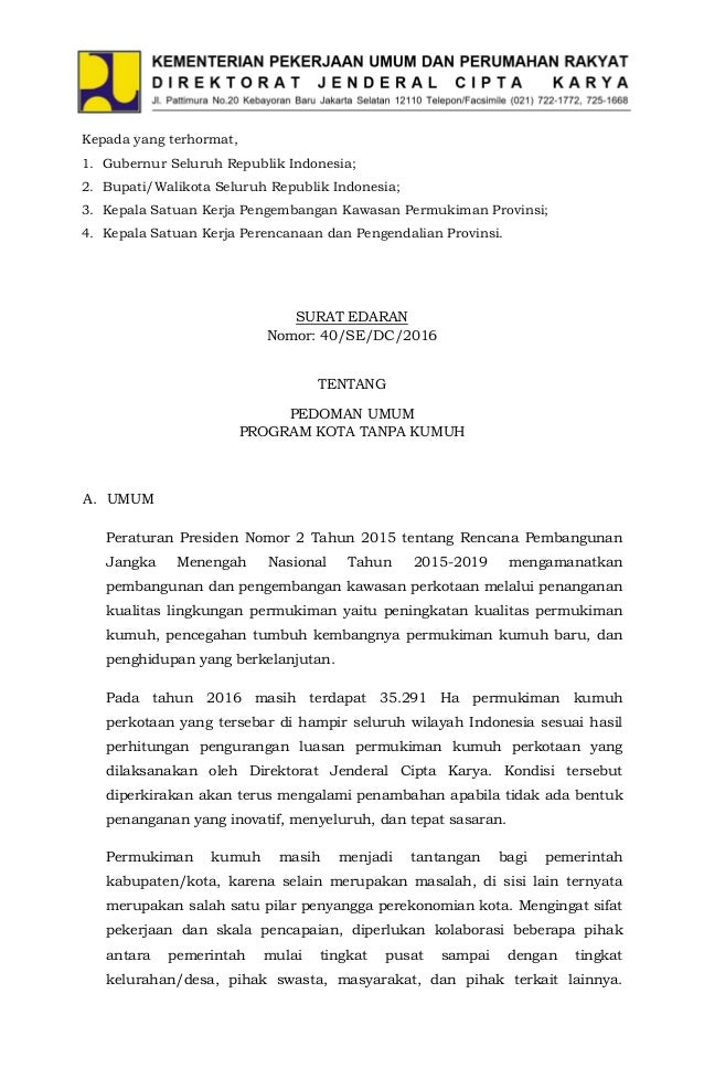 Surat Edaran Dirjen Cipta Karya no.40 Tahun 2016 Pedoman ...