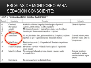 ESCALAS DE MONITOREO PARA
SEDACIÓN CONSCIENTE:
 