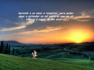 Aprenda a se amar e respeitar, para poder
amar a entender as mil palavras que um só
     silêncio é capaz de lhe dizer...
 