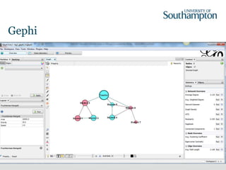 Gephi
• Show gephi with this file
 