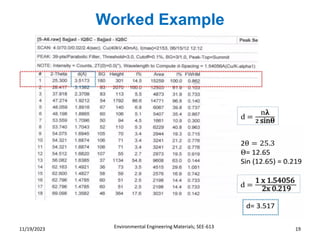 Worked Example
Environmental Engineering Materials; SEE-613 19
11/19/2023
 