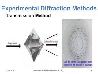 Experimental Diffraction Methods
11/19/2023 Environmental Engineering Materials; SEE-613 26
Transmission Method
 