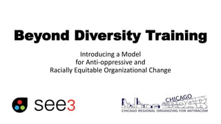 Beyond Diversity Training
Introducing a Model
for Anti-oppressive and
Racially Equitable Organizational Change
 