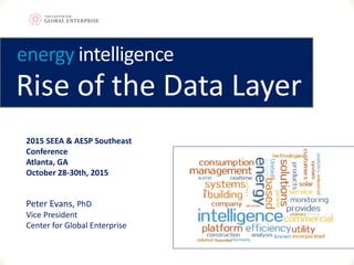 energy intelligence
Peter Evans, PhD
Vice President
Center for Global Enterprise
Photo by Maria Carrasco Rodriguez
Rise of the Data Layer
2015 SEEA & AESP Southeast
Conference
Atlanta, GA
October 28-30th, 2015
 
