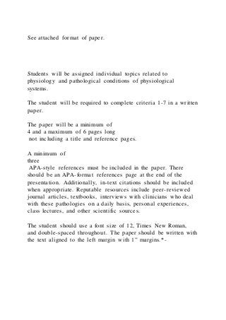 See attached format of paper.Students will be assigned ind | PDF