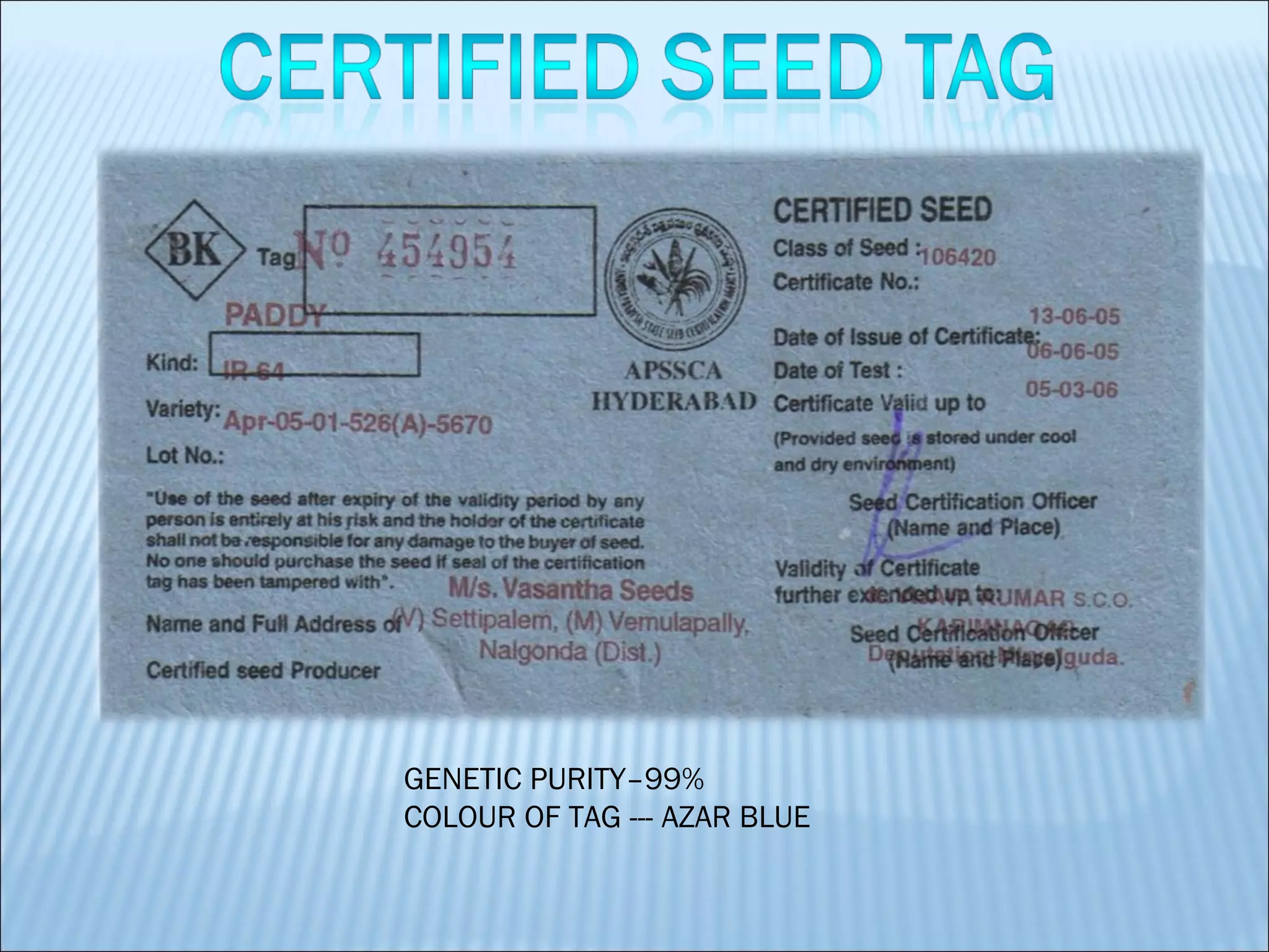 Seed certification | PPT