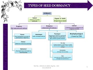 Seed Dormancy Pdf For Botany Students Life Science Students college 