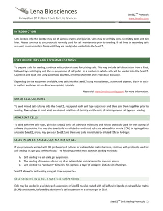 SeedEZ 3D cell culture methods and protocols - cell seeding | PDF