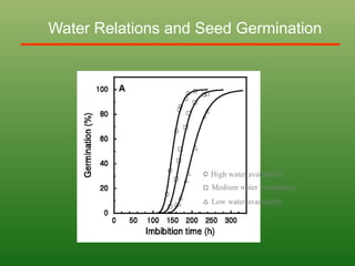 Water Relations and Seed Germination
High water availability
Medium water availability
Low water availability
 