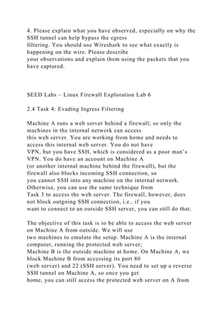 SEED Labs – Linux Firewall Exploration Lab 1Linux Firewall.docx