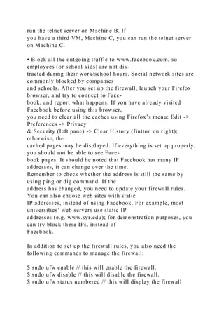 SEED Labs – Linux Firewall Exploration Lab 1Linux Firewall.docx