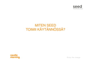MITEN SEED
TOIMII KÄYTÄNNÖSSÄ?
 