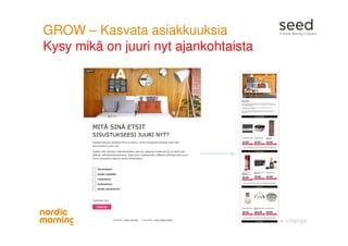 GROW – Kasvata asiakkuuksia
Kysy mikä on juuri nyt ajankohtaista
 