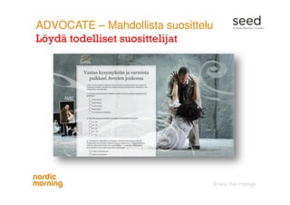 ADVOCATE – Mahdollista suosittelu
Löydä todelliset suosittelijat
 