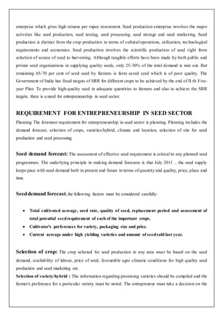 Seed production as enterpreneur | DOCX