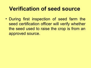 Seed Source Inspection Seed production system in india | PPT