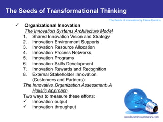 <ul><li>Organizational Innovation </li></ul><ul><li>The Innovation Systems Architecture Model </li></ul><ul><ul><li>Shared...