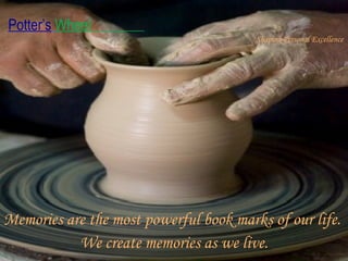 Memories are the most powerful book marks of our life.  We create memories as we live. 