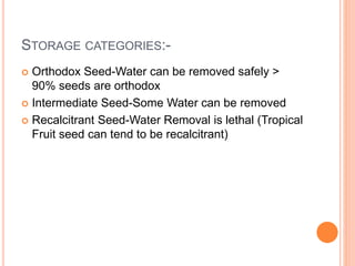 Seed storage in the tropics