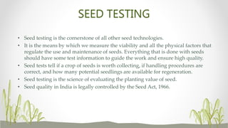 Seed testing and sampling