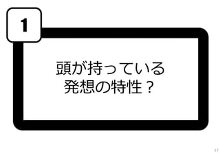 1

    頭が持っている
    発想の特性？


              17
 