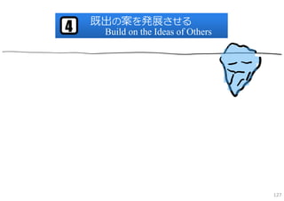 既出の案を発展させる
4    Build on the Ideas of Others




                                    127
 