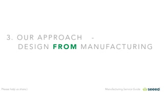 Manufacturing Service GuidePlease help us share:)
3 . O U R A P P R O A C H -
D E S I G N F R O M M A N U FA C T U R I N G
 