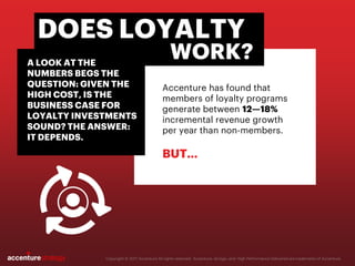 Accenture has found that
members of loyalty programs
generate between 12—18%
incremental revenue growth
per year than non-...