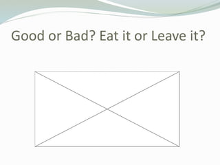 Good or Bad? Eat it or Leave it?
 