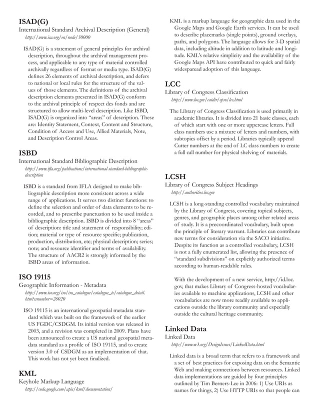 Glossary of Metadata standards